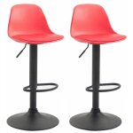 Dcoshop26 - lot de 2 tabourets de bar moderne et confortable assise en pvc rouge coque en plastique ...