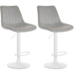 Lot de 2 tabourets de bar r�glable en hauteur pivotant � 360� assise en velours gris couture verticale ...