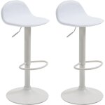 Dcoshop26 - lot de 2 tabourets de bar avec repose - pieds en pvc blanc pied trompte en mtal blanc ...