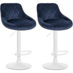 Décoshop26 - lot de 2 tabourets de bar siège pivotant sur 360° en tissu bleu et métal blanc 100004270 ... Décoshop26 - lot de 2 tabourets de bar siège pivotant sur 360° en tissu bleu et métal blanc 100004270 ...