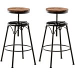 D�coshop26 - lot de 2 tabourets de bar style industriel contemporain hauteur r�glable en m�tal bronze ...