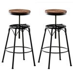 D�coshop26 - lot de 2 tabourets de bar style industriel contemporain hauteur r�glable en m�tal noir et ...