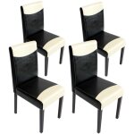 Dcoshop26 - lot de 4 chaises de salle  manger cuisine design moderne en pvc noir et blanc pieds foncs ...