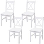 D�coshop26 - lot de 4 chaises de salle � manger cuisine design rustique en boisde pin blanc 040007530 ...
