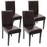 Décoshop26 - lot de 4 chaises de salle à manger design moderne en cuir marron pieds foncés 040007527 Décoshop26 - lot de 4 chaises de salle à manger design moderne en cuir marron pieds foncés 040007527