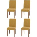 Lot de 4 chaises de salle � manger dossier haut en tissu boucl� jaune pieds clair 040007518