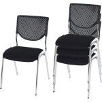 Dcoshop26 - lot de 4 chaises visiteur chaise de confrence empilable assise en tissu / textile noir ...