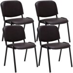 D�coshop26 - lot de 4 chaises visiteur empilable zone d'attente en pvc marron pi�tement � 4 pieds en ...