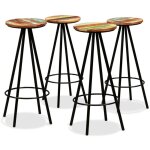 Décoshop26 - lot de 4 tabourets de bar chaises hautes en bois massif de récupération et acier dec029913 ... Décoshop26 - lot de 4 tabourets de bar chaises hautes en bois massif de récupération et acier dec029913 ...