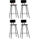 D�coshop26 - lot de 4 tabourets de bar chaises hautes avec dossier en bois massif de r�cup�ration et ...
