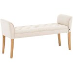 Dcoshop26 - banc banquette capitonn en tissu crme avec pieds en bois largeur 133cm ban10001