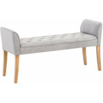Dcoshop26 - banc banquette capitonn en tissu gris clair avec pieds en bois largeur 133cm ban10003