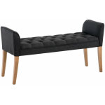 Dcoshop26 - banc banquette capitonn en tissu gris fonc avec pieds en bois largeur 133cm ban10002