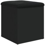 Dcoshop26 - banc tabouret pouf de rangement 42 x 42 x 45 cm en bois d'ingnierie noir et pvc dec024775 ...