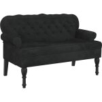 Banquette banc canap� avec dossier capitonn� 119, 5 x 64, 5 x 75 cm en velours noir dec024656