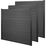 D�coshop26 - brise vue wpc sarthe cl�ture protection vent poteau x aluminium lot de 3 5 6 m anthracite ...