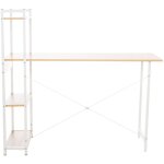 D�coshop26 - bureau table de travail style r�tro avec colonne de rangement �tag�re en bois et m�tal blanc ...