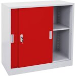 D�coshop26 - caisson armoire de bureau en acier � portes coulissantes 90x90x45 cm rouge 040006411