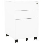 D�coshop26 - caissons � tiroirs meuble de bureau sur roulettes 3 tiroirs 39 x 45 x 60 cm en acier blanc ...
