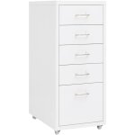 Dcoshop26 - caissons  tiroirs meuble de bureau sur roulettes 5 tiroirs 28 x 41 x 69 cm en mtal blanc ...