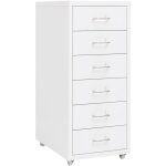 Dcoshop26 - caissons  tiroirs meuble de bureau sur roulettes 6 tiroirs 28 x 41 x 69 cm en mtal blanc ...