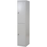 Dcoshop26 - casier armoire de rangement vestiaire 2 compartiments verrouillables en mtal gris 185x38x45cm ...