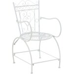 D�coshop26 - chaise de jardin avec accoudoirs balcon terrasse design rustique en m�tal blanc 100004002 ...