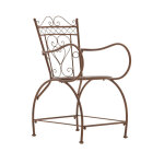 D�coshop26 - chaise de jardin avec accoudoirs balcon terrasse design rustique en m�tal marron vieilli ...