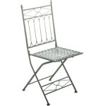 D�coshop26 - chaise pliable de jardin terrasse balcon design rustique en fer forg� vert vieilli 100003863 ...