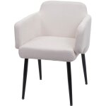 D�coshop26 - chaise de salle � manger rembourr�e avec accoudoirs tissu / textile m�tal blanc cr�me 040006340 ...
