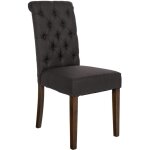 Chaise de salle à manger x1 dossier capitonné en tissu gris foncé pieds en bois marron 100002049 Chaise de salle à manger x1 dossier capitonné en tissu gris foncé pieds en bois marron 100002049