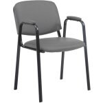 D�coshop26 - chaise visiteur avec accoudoirs int�gr�s zone d'attente en pvc gris pi�tement � 4 pieds ...