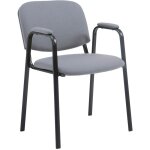D�coshop26 - chaise visiteur avec accoudoirs int�gr�s zone d'attente en tissu gris pi�tement � 4 pieds ...