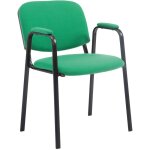 Dcoshop26 - chaise visiteur avec accoudoirs intgrs zone d'attente en tissu vert pitement  4 pieds ...
