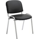 Dcoshop26 - chaise visiteur empilable zone d'attente en pvc noir pitement  4 pieds en mtal chrom ...