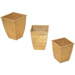 D�coshop26 - ensemble de 3 cache - pots dor�s en m�tal ? design orn� format haut dec050061
