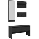 D�coshop26 - ensemble de meubles de couloir 4 pi�ces miroir porte manteaux et banc � chaussures en bois ...