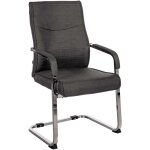 D�coshop26 - fauteuil de bureau chaise visiteur sans roulettes pi�tement luge en m�tal chrom� et assise ...