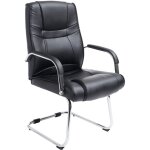 Fauteuil de bureau sans roulettes accoudoirs chaise visiteur charge maximale 180 kg en pvc noir cadre ... Fauteuil de bureau sans roulettes accoudoirs chaise visiteur charge maximale 180 kg en pvc noir cadre ...