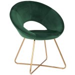 Dcoshop26 - fauteuil chaise lounge design en velours vert pieds en mtal fal09041