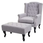 Décoshop26 - fauteuil chesterfield relaxation fauteuil club en tissu / textile gris avec repose - pieds ... Décoshop26 - fauteuil chesterfield relaxation fauteuil club en tissu / textile gris avec repose - pieds ...