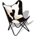 Dcoshop26 - fauteuil lounge design moderne papillon noir et blanc cuir de vache dec026797
