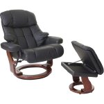 D�coshop26 - fauteuil de relaxation avec accoudoirs et repose - pieds en cuir v�ritable noir cadre en ...