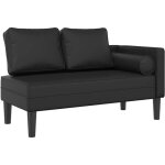 D�coshop26 - m�ridienne chaise longue canap� pour int�rieur avec coussins en pvc noir dec026087
