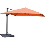 Parasol dport suspendu avec croix de base et plaque rotative 3 x 3m polyester couleur terre cuite aluminium ...