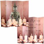 Dcoshop26 - paravent 5 panneaux avec led design bouddha cloison sparateur de pice avec minuterie 180x200 ...