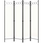 Dcoshop26 - paravent sparateur de pice cloison 4 panneaux 160 x 180 cm tissu blanc et fer dec030836 ...