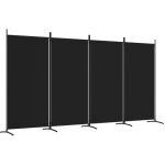 Dcoshop26 - paravent sparateur de pice cloison 4 panneaux 346 x 180 cm tissu noir et fer dec030910 ...