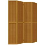 D�coshop26 - paravent s�parateur de pi�ce cloison 4 panneaux en bois paulownia et bambou marron dec030887 ...