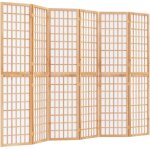 D�coshop26 - paravent s�parateur de pi�ce cloison pliable 6 panneaux 240 x 170 cm papier de riz et bois ...